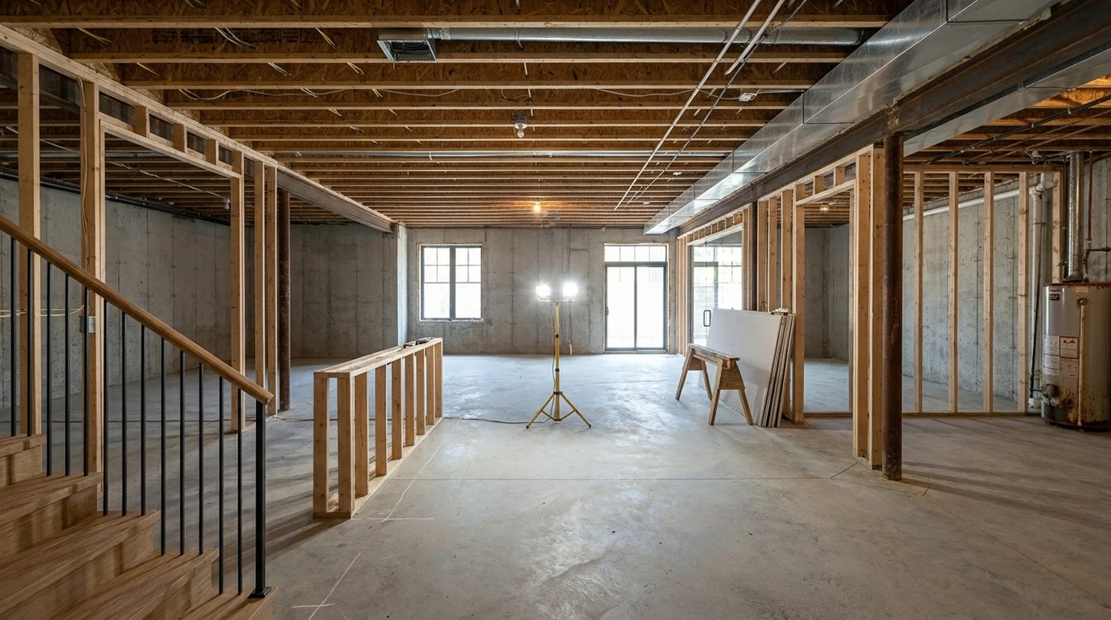 Basement finishing in Mount Airy, MD before the work