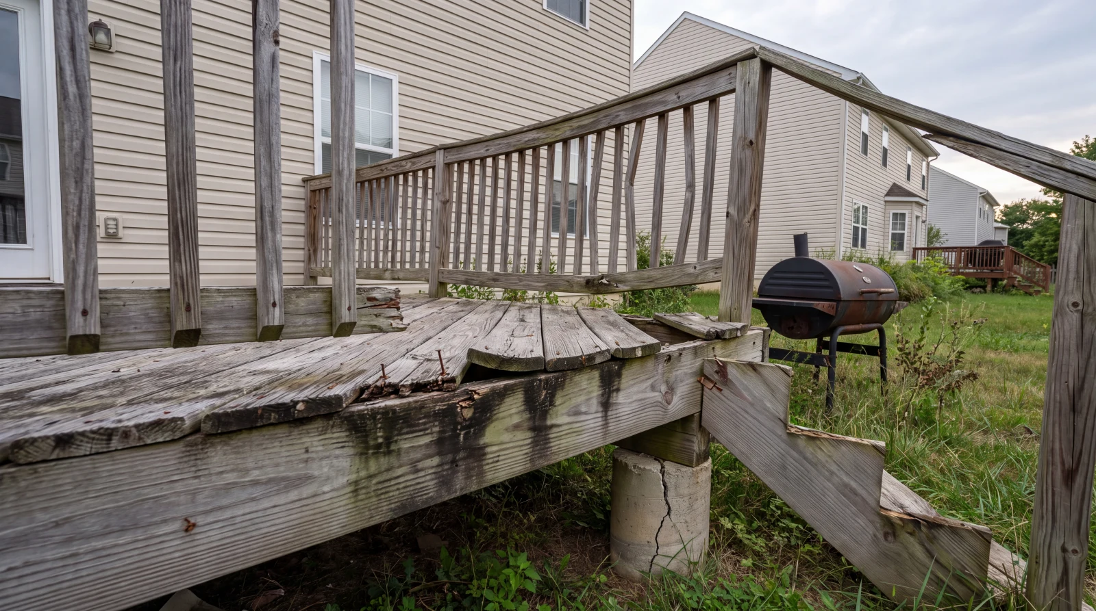 Deck rebuild in Sykesville, MD before the work