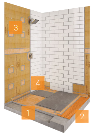 Shower with recessed floor 