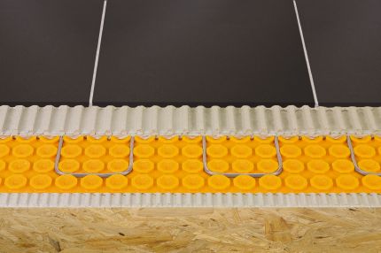 1. Uncoupling and waterproofing membrane with integrated sound control and thermal break: Schluter®-DITRA-HEAT-DUO