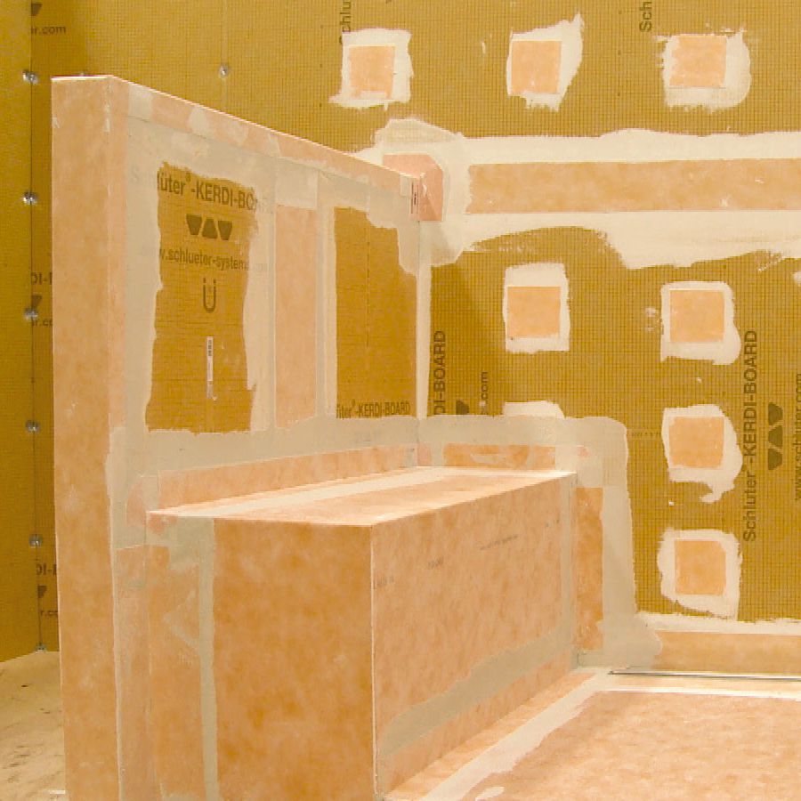 Step 3: When installing in a wet area, seal seams with KERDI waterproofing products. 